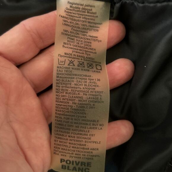 POIVRE BLANC Long Line Prime Duck Down Belted Puffer Coat Jacket Black Snow M - Picture 8 of 9